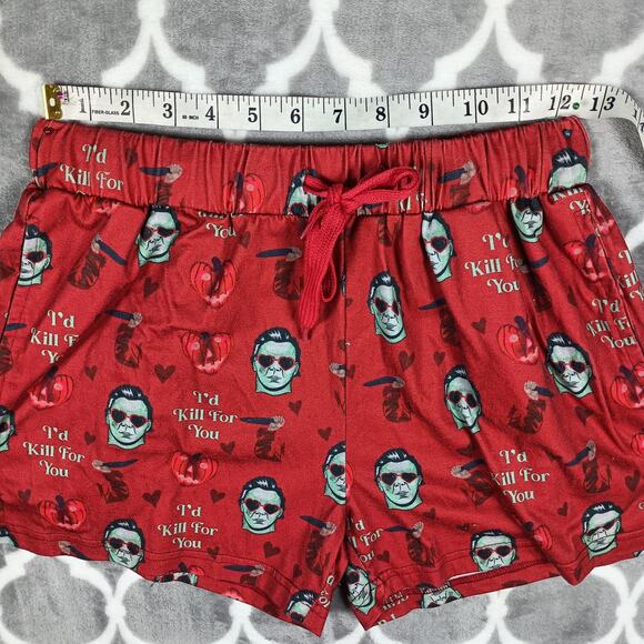 A Black Star Pajama Set Womens Large Red Halloween Horror Graphic Shorts Lounge - Picture 7 of 9